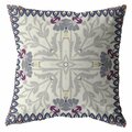 Homeroots 18 in. Gray Floral Frame Indoor & Outdoor Throw Pillow 412164